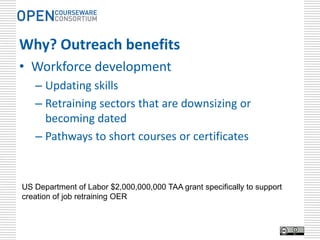 advancing formal and informal learning through the
                           worldwide sharing and use of free, open, high-quality
                           education materials organized as courses.




            Our mission
to advance formal and informal learning
through the worldwide sharing and use of
free, open, high-quality education materials
organized as courses.
 