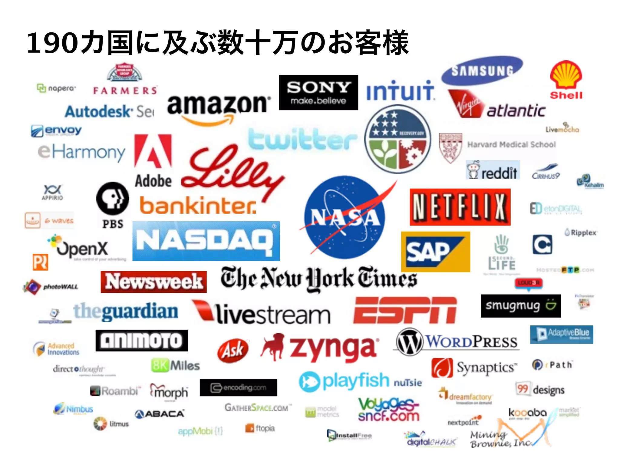 190カ国に及ぶ数十万のお客様
 