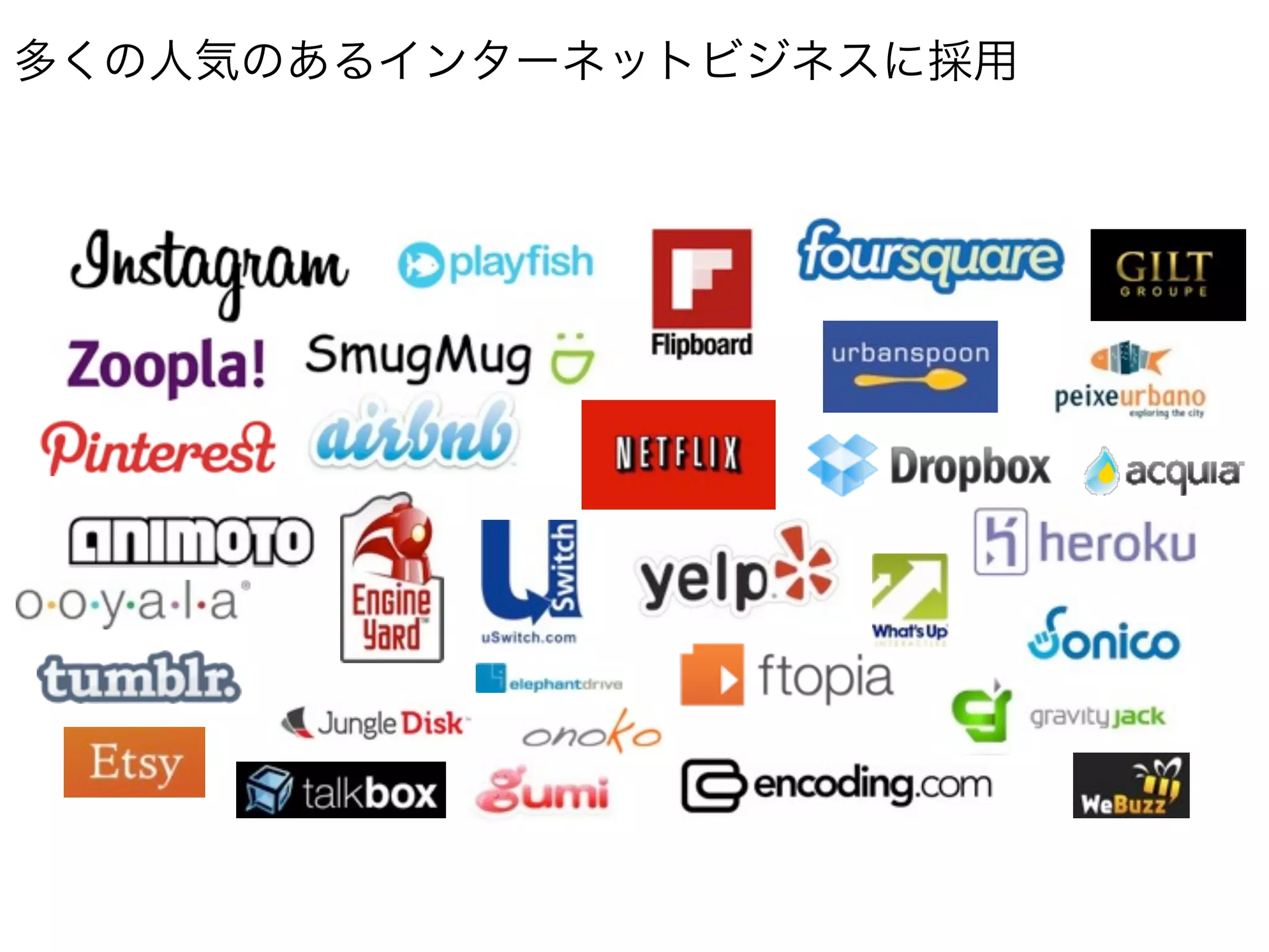 多くの人気のあるインターネットビジネスに採用
 