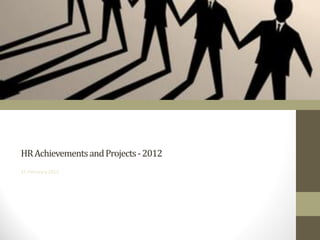 HR Achievements and Projects - 2012
21 February 2012
 
