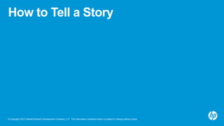 How to Tell a Story




© Copyright 2012 Hewlett-Packard Development Company, L.P. The information contained herein is sub...