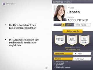 Ausgewählte Spielertypen
 Achiever         Explorer      Socialiser       Killer


    Bartle
   Joker         Kinesthete     Explorer       Competitor
  Director
              IDEA KREATYWNA
                 Collector    Artist/Creator   Storyteller


Brown&Vaughan
 Competitor       Explorer      Collector       Achiever
   Joker          Director     Storyteller     Performer
                                               Craftsman
Klug&Schell
 