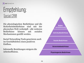 Schleife des sozialen Involvements – Fortgeschrittene
  Mit der Zufriedenheit
   über die erreichten                                Position in den
         Ziele, weitere    Sichtbarer                 Bewertungen +
              verfolgen    Fortschritt   Motivierende Sammeln von Preisen


                    IDEA KREATYWNA
                              oder         Emotion
                           Belohnung



                             Soziale      Erneuertes
                          Aufforderung   Involvement
 Möglichkeit von den      zum Handeln    des Spielers   Verhältnismäßig
 Anderen beobachtet zu                                  schwierigere
 Werden. Fortschritt anderer                            Aufgaben, größere
 Spieler beobachten                                     Differenzierung
 