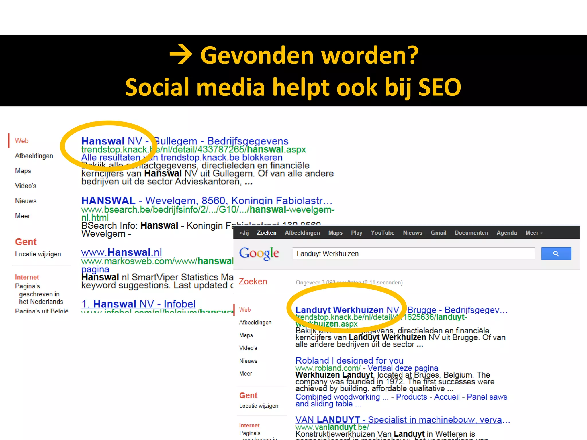 Gevonden worden?
Social media helpt ook bij SEO
 