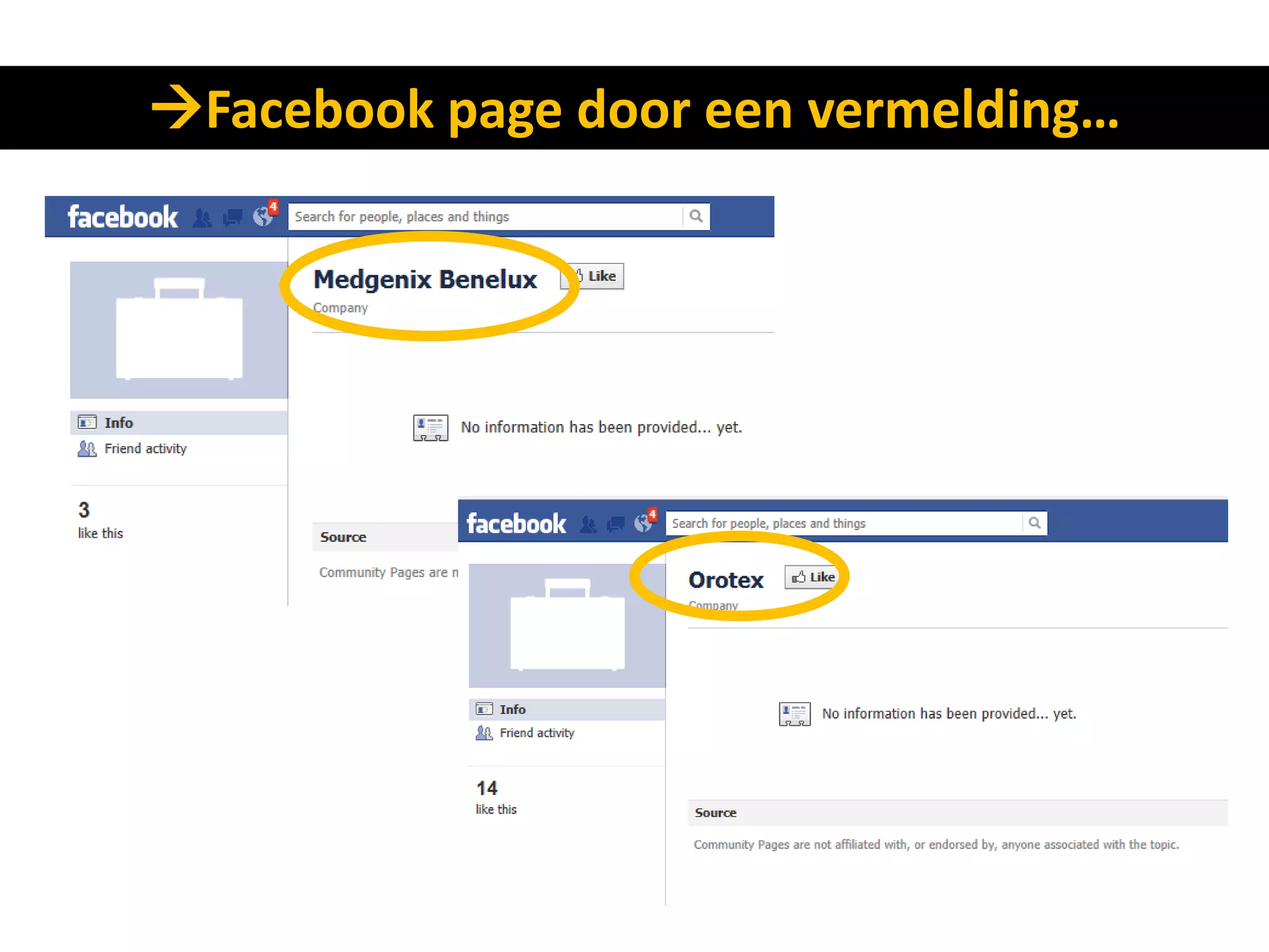 Facebook page door een vermelding…
 