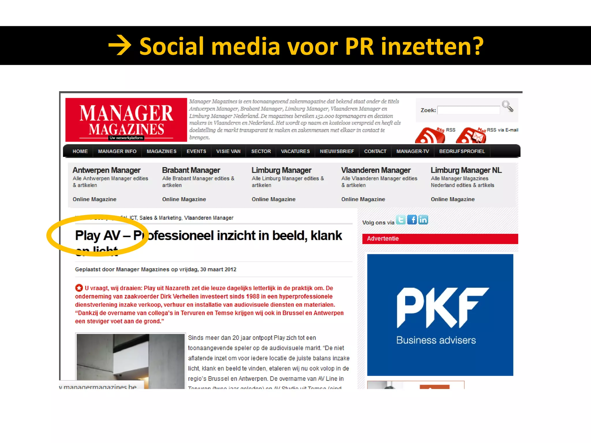  Social media voor PR inzetten?
 