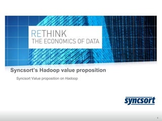 4
Syncsort’s Hadoop value proposition
Syncsort Value proposition on Hadoop
 