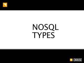 4 NOSQL TYPES


   KEY-VALUE




   COLUMN




   GRAPH




   DOCUMENT




∂ 122 known NoSQL databases
 