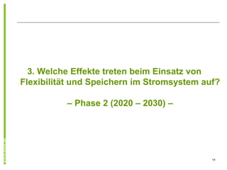 3. Welche Effekte treten beim Einsatz von
Flexibilität und Speichern im Stromsystem auf?

          – Phase 2 (2020 – 2030) –




                                            14
 