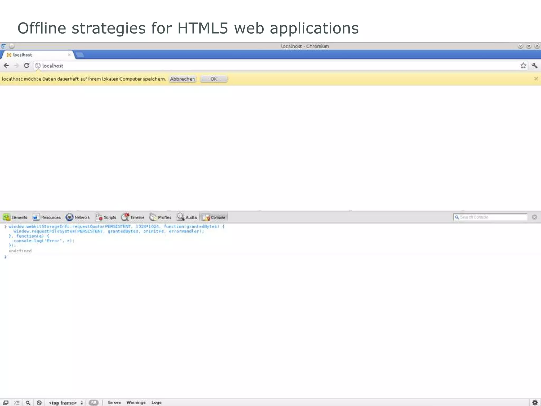 Offline strategies for HTML5 web applications
 