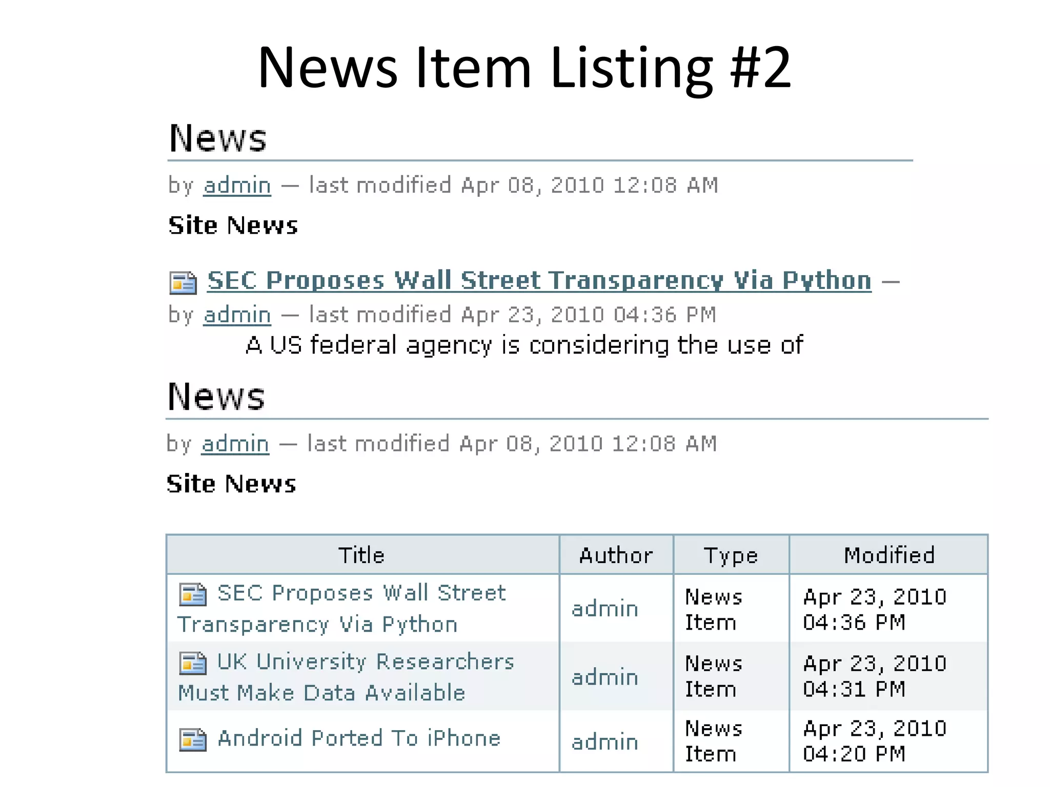 News Item Listing #2
 