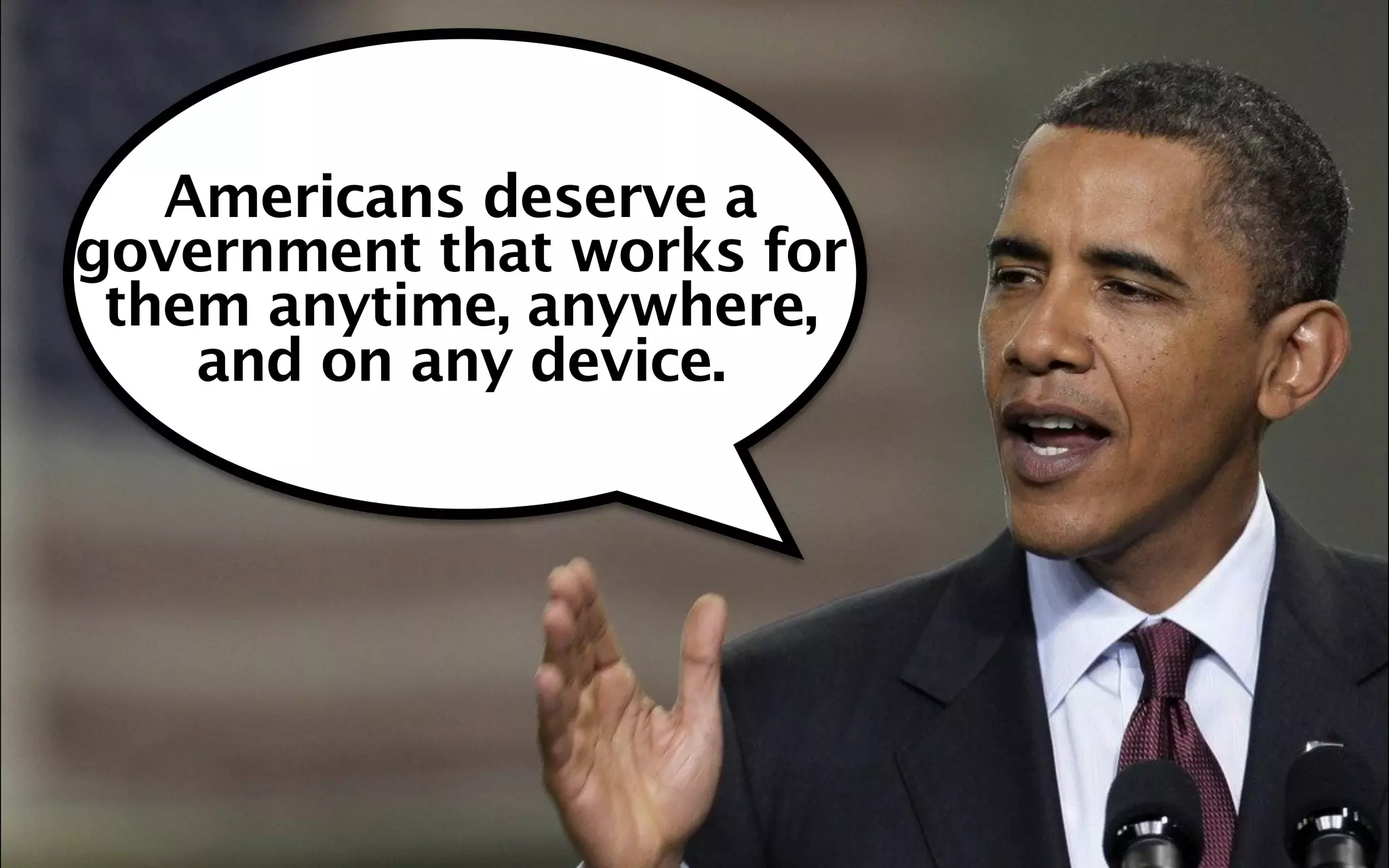 Americans deserve a
government that works for
 them anytime, anywhere,
    and on any device.
 