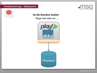 Preisberechnung – Deployment


                              Ist die Domäne isoliert
                                 fängt man klein an …




                                      Persistenz


24                                                      msg systems ag, 20.09.2012
 