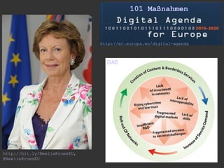 101 Maßnahmen



                               http://ec.europa.eu/digital-agenda



                                 DAE




http://bit.ly/NeelieKroesEU,
@NeelieKroesEU
 