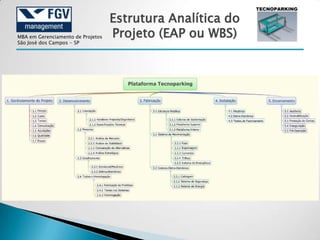 Estrutura Analítica do
MBA em Gerenciamento de Projetos   Projeto (EAP ou WBS)
São José dos Campos - SP
 