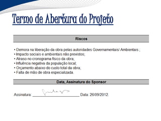 Termo de Abertura do Projeto
 