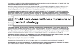 Could have done with less discussion on
content strategy.
 