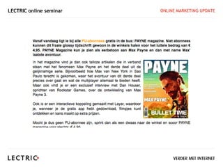 LECTRIC online seminar   ONLINE MARKETING UPDATE
 