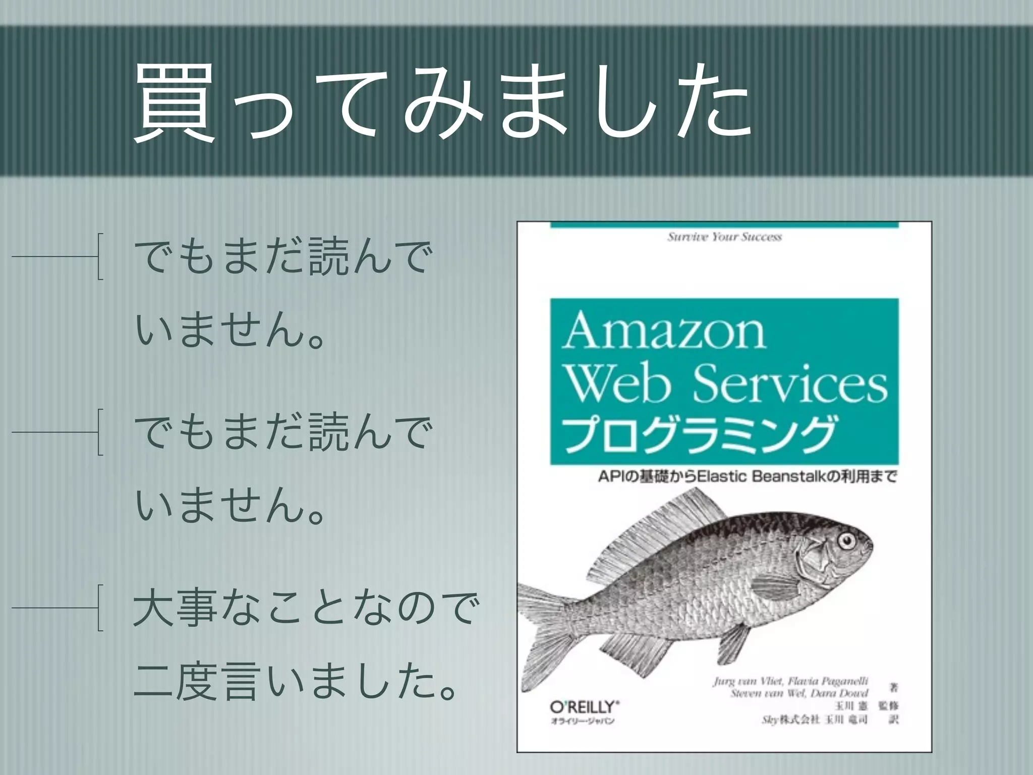 買ってみました
でもまだ読んで
いません。

でもまだ読んで
いません。

大事なことなので
二度言いました。
 