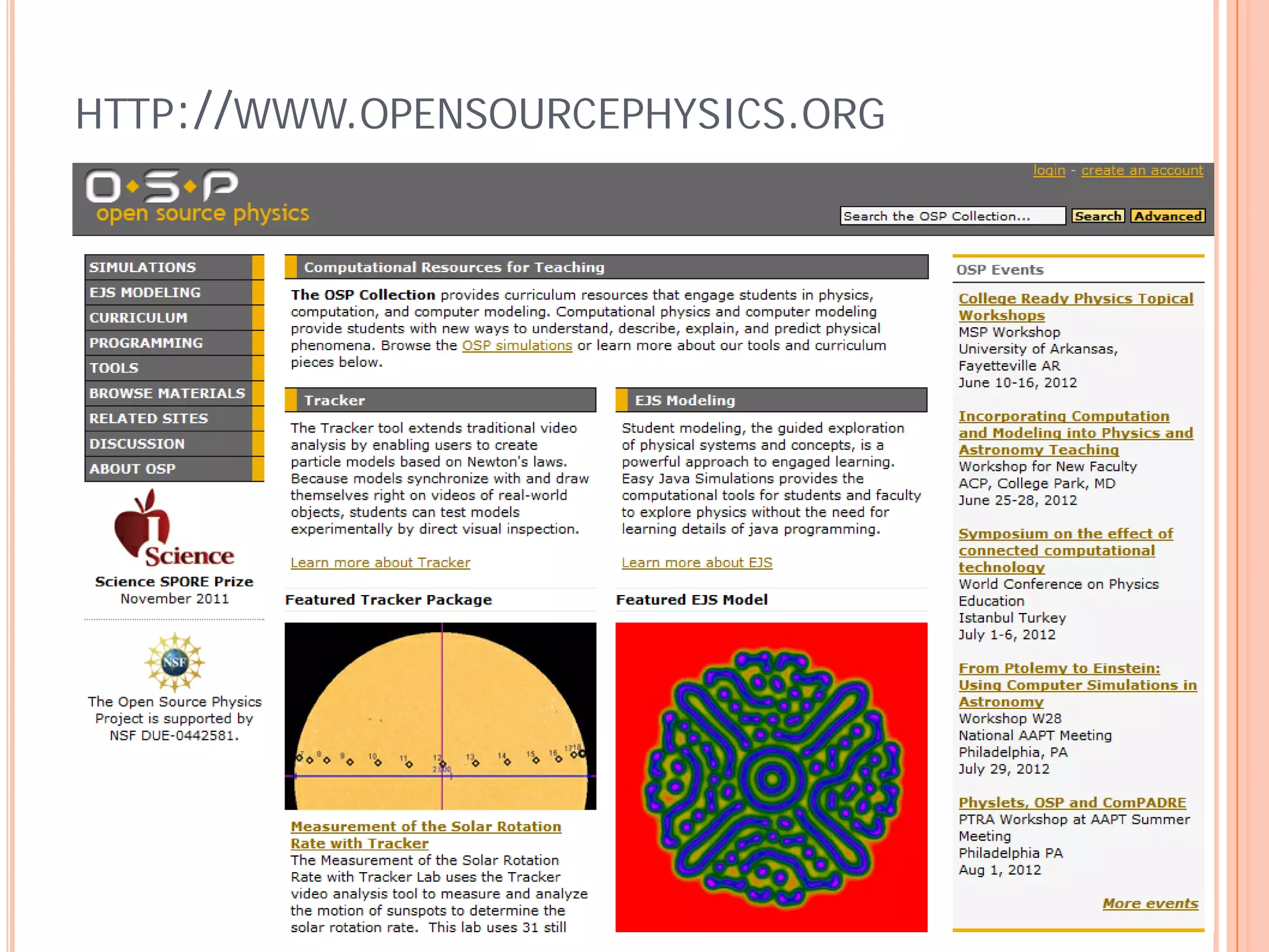 HTTP://WWW.OPENSOURCEPHYSICS.ORG
 