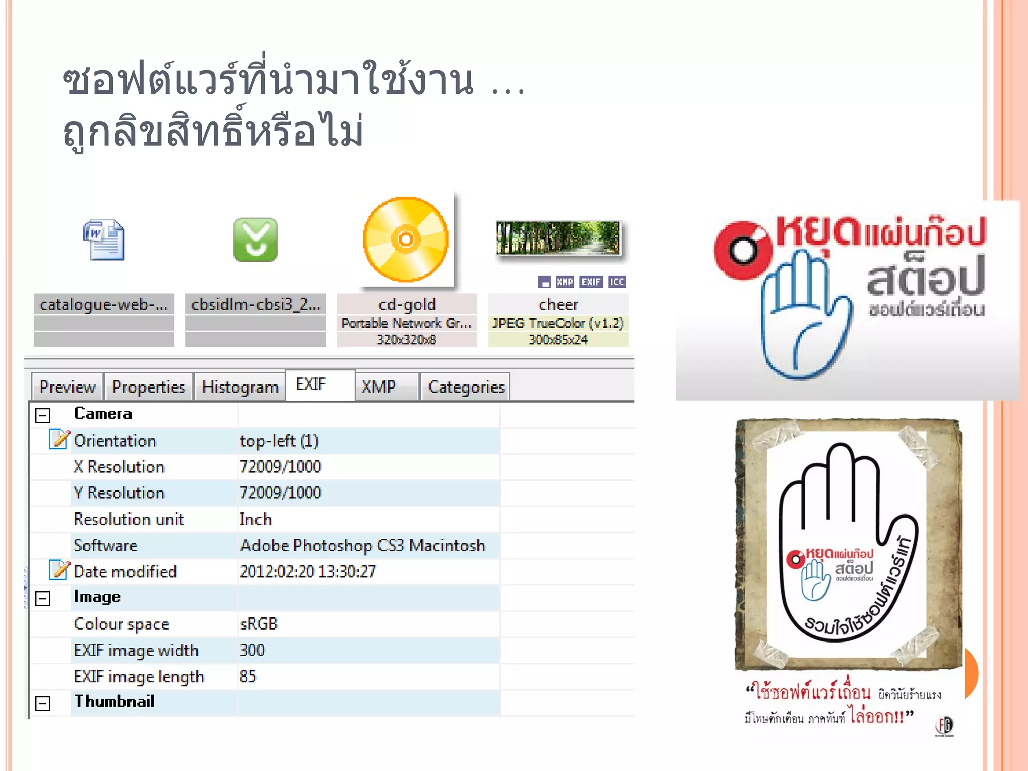 ้
ซอฟต์แวร์ทนํามาใชงาน ...
          ี่
 ู ิ ิ ิ์ ื
ถกลขสทธหรอไม่
 