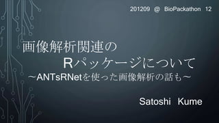 Satoshi Kume
画像解析関連の
Rパッケージについて
〜ANTsRNetを使った画像解析の話も〜
201209 @ BioPackathon 12
 