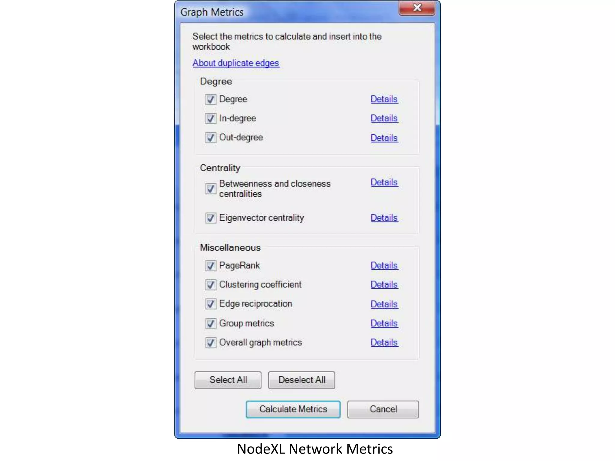 NodeXL Network Metrics
 