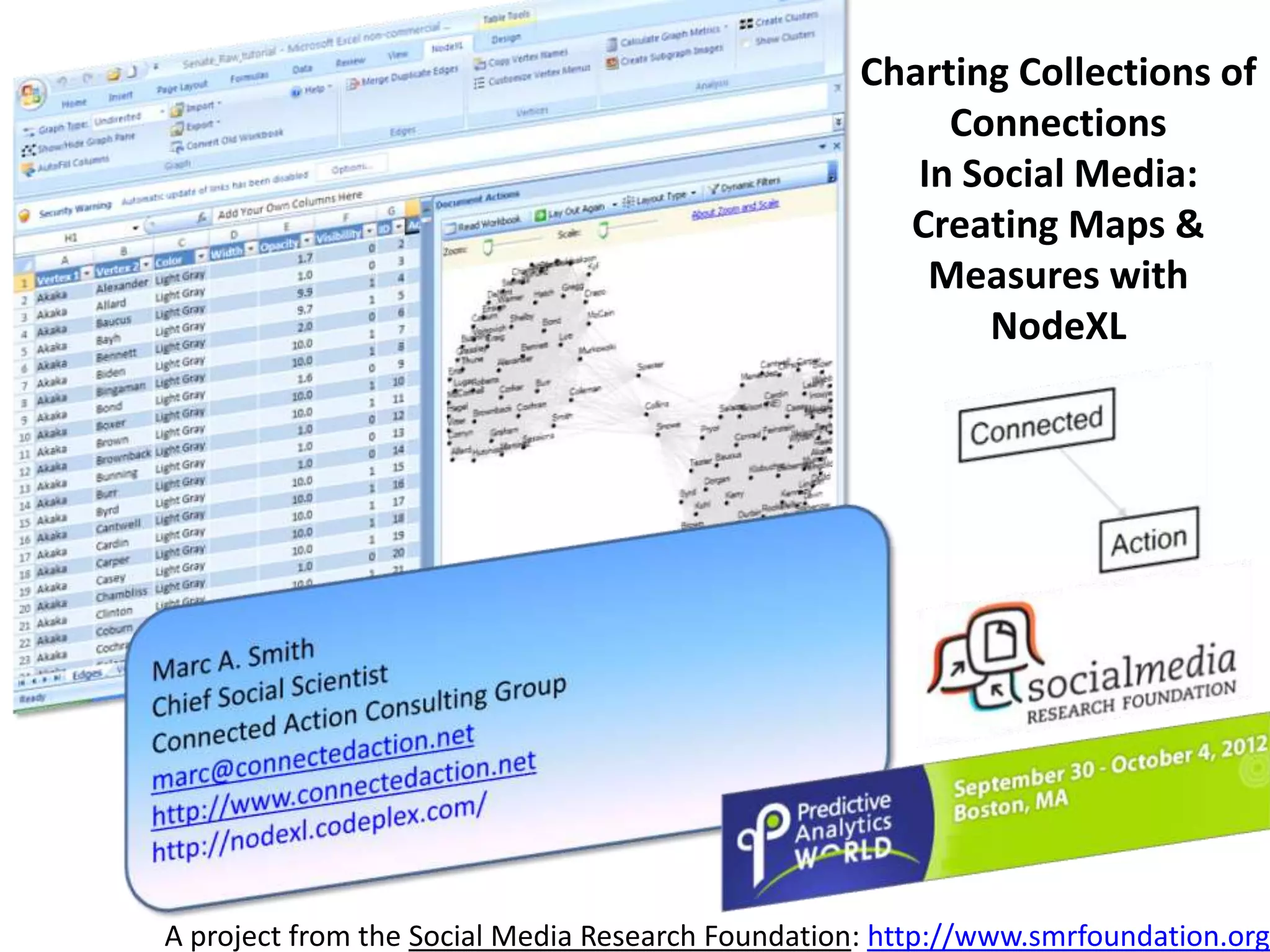 Charting Collections of
                                                       Connections
                                                     In Social Media:
                                                    Creating Maps &
                                                      Measures with
                                                         NodeXL




A project from the Social Media Research Foundation: http://www.smrfoundation.org
 