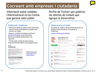Amb una gestió avançada dels
     drets d’autor de continguts
     subjectes a propietat intel·lectual




          © Sydney Morning Herald
             www.smh.com.au                                                               Eiffel Tower at night © rednuht,
                                                                                       www.flickr.com/photos/rednuht/275062341/
                                                                                                       CC BY 2.0



22                ‘Obrint ments i governs’. Jordi Graells i Costa. Grau de Gestió i Administració Pública. Universitat de Barcelona, 9 d’ octubre de 2012 CC – BY 3.0
 