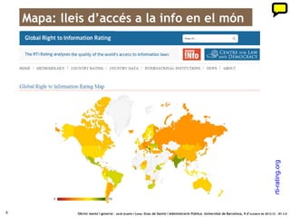 Mapa: lleis d’accés a la info en el món




                                                                                                                                                      rti-rating.org
9            ‘Obrint ments i governs’. Jordi Graells i Costa. Grau de Gestió i Administració Pública. Universitat de Barcelona, 9 d’ octubre de 2012 CC – BY 3.0
 