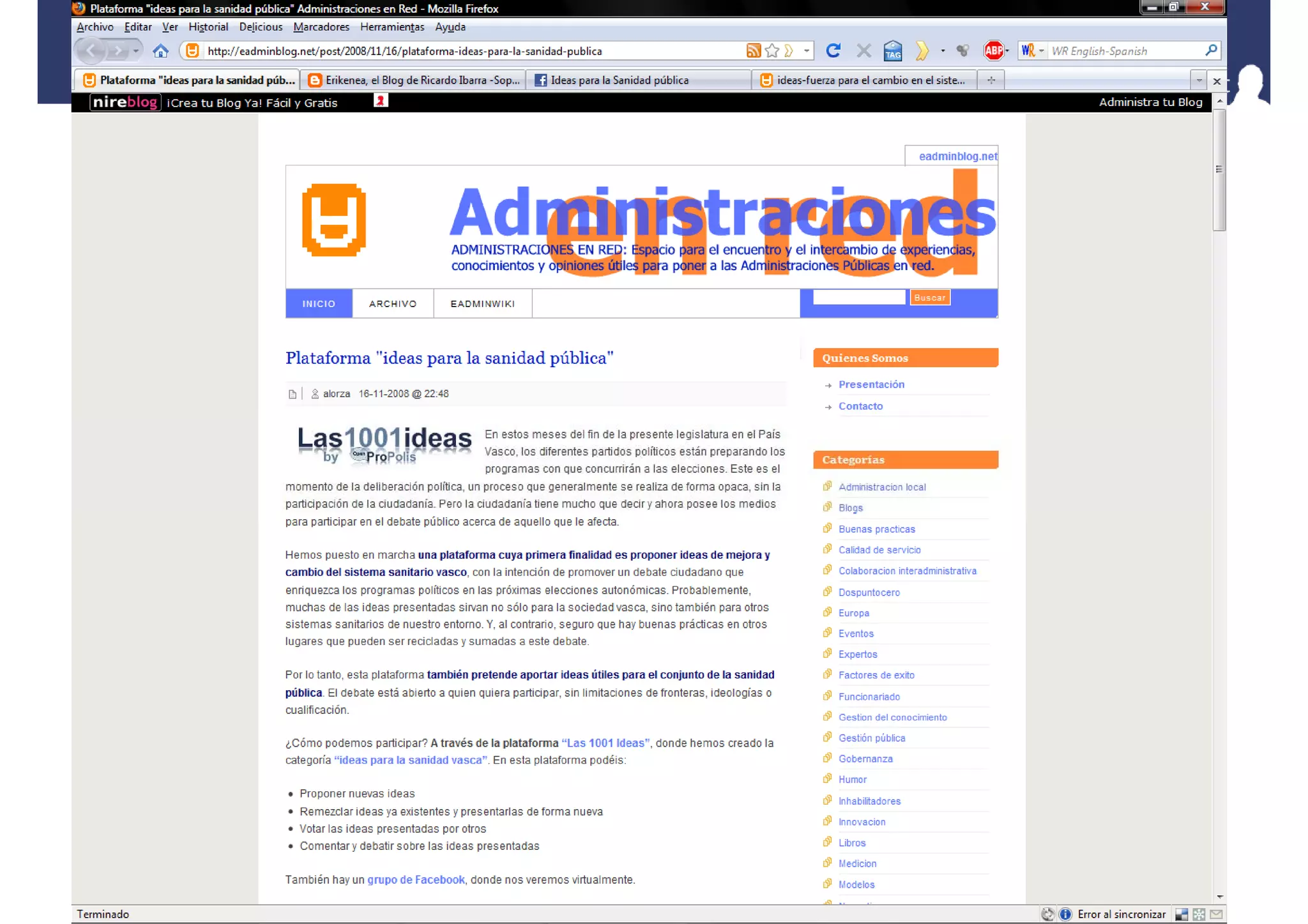 Ideas para la Sanidad pública
 