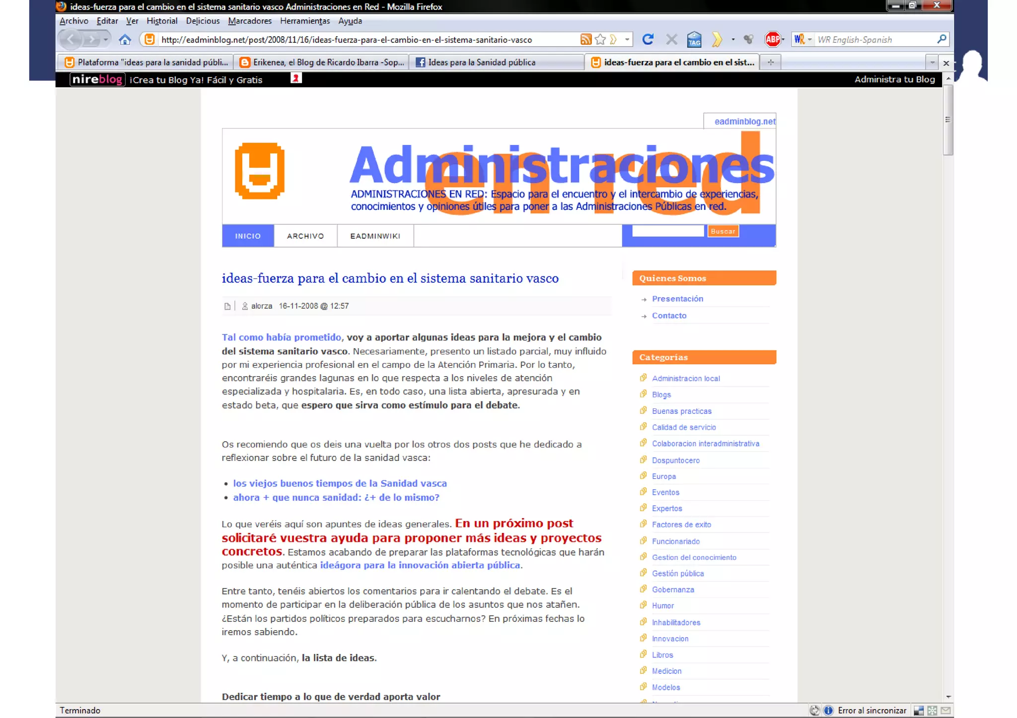 Ideas para la Sanidad pública
 