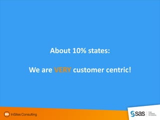 About 10% states:

We are VERY customer centric!




               18
 