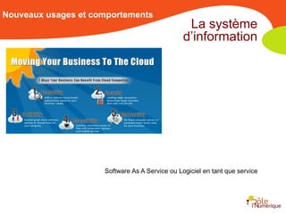 Nouveaux usages et comportements
                                                 La système
                                                d’information




                     Software As A Service ou Logiciel en tant que service
 