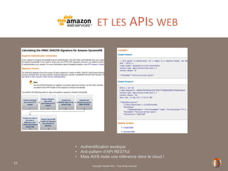 Copyright Restlet SAS – Tous droits réservés
AMAZON ET LES APIS WEB
11
• Authentification exotique
• Anti-pattern d’API RESTful
• Mais AWS reste une référence dans le cloud !
 