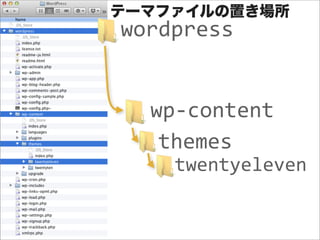 テーマファイルの置き場所
wordpress


  wp-­‐content
   themes
    twentyeleven
 