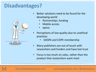 Disadvantages?
                    • Better solutions need to be found for the
                      developing world
    ...