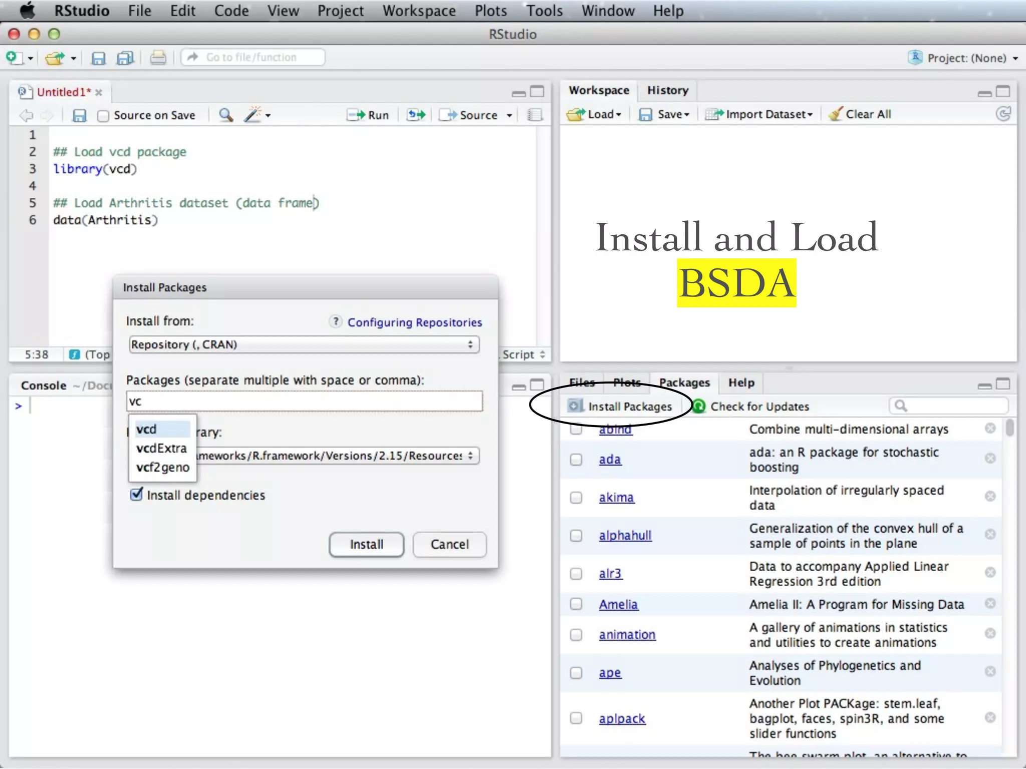 Install and Load
     BSDA
 