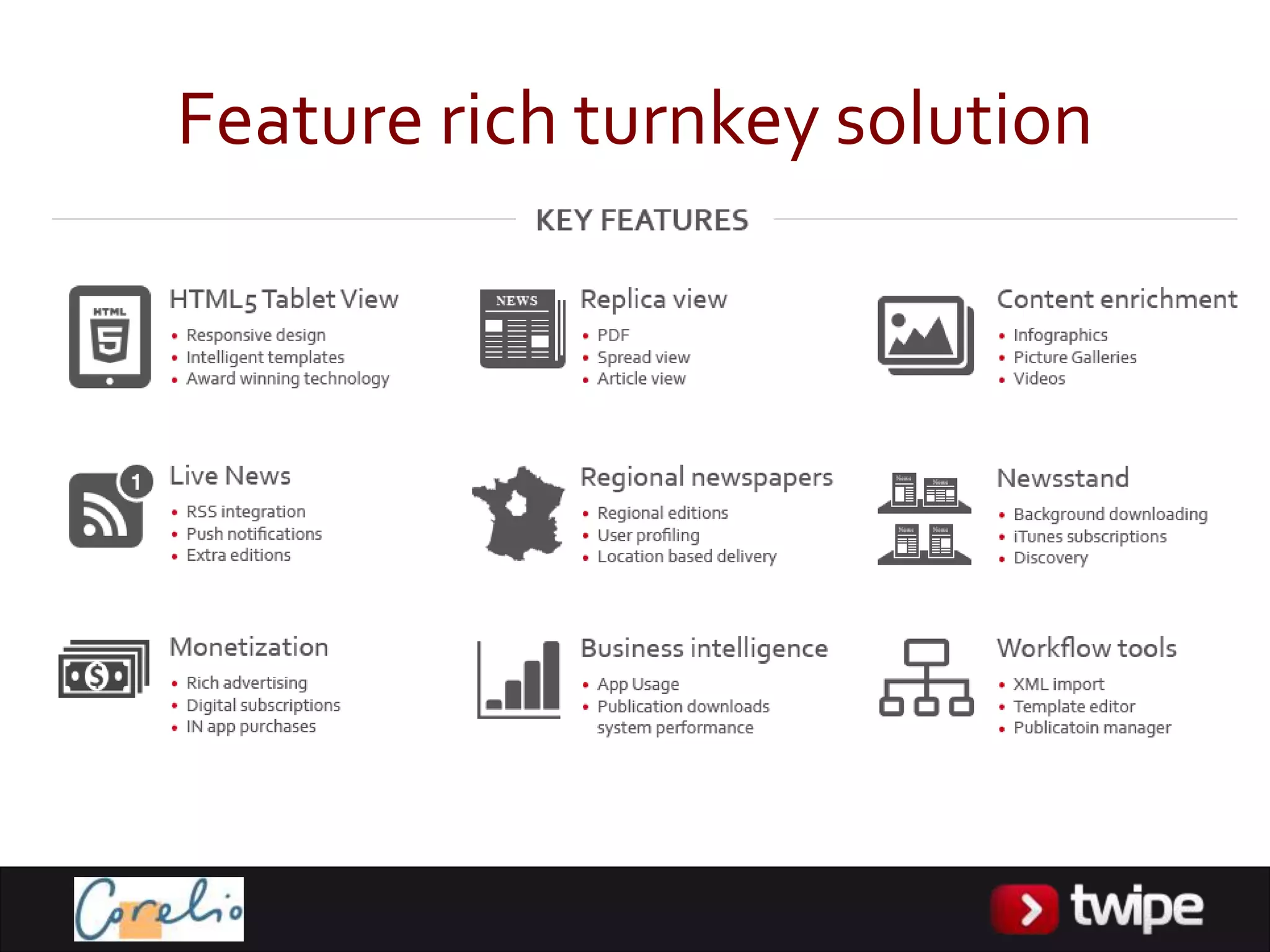 Feature rich turnkey solution
 