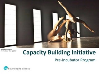 NobleMotion Dance
Pre-Incubator Class of 2013

                              Capacity Building Initiative
                                          Pre-Incubator Program
 