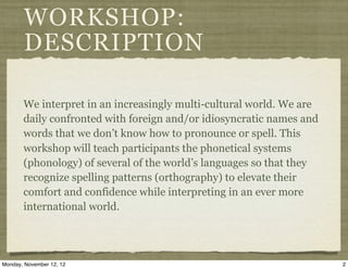 Speak & Spell: Pronouncing & spelling foreign names & words