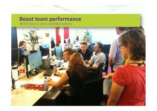 Boost	
  team	
  performance	
  
With	
  focus	
  and	
  collaboraBon	
  
 