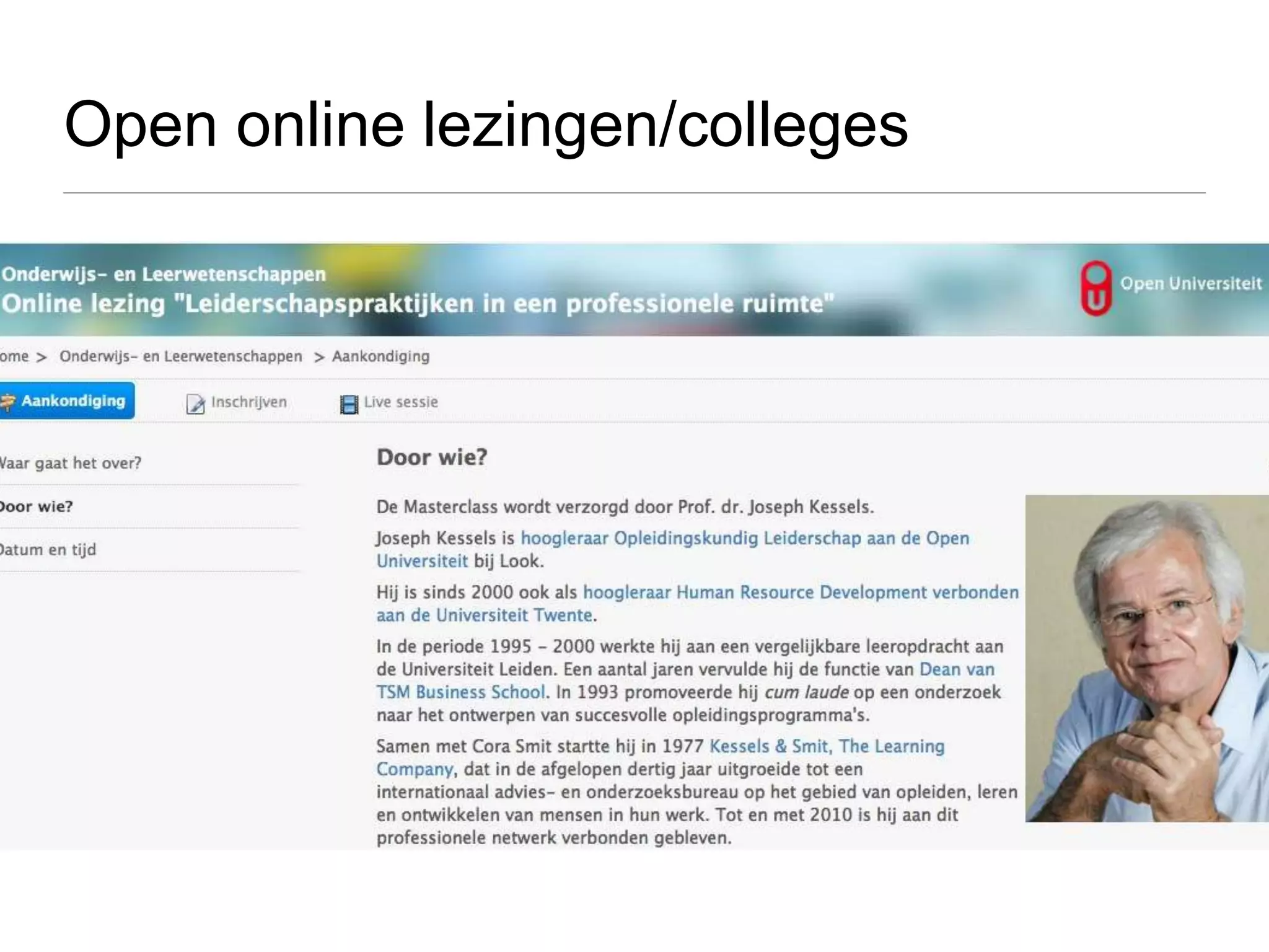 Open online lezingen/colleges
 