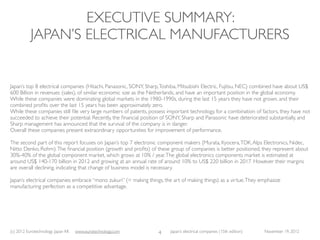 (c) 2015 Eurotechnology Japan KK www.eurotechnology.com Japan’s electronics manufacturers (25th edition) June 18, 2015
LIC...