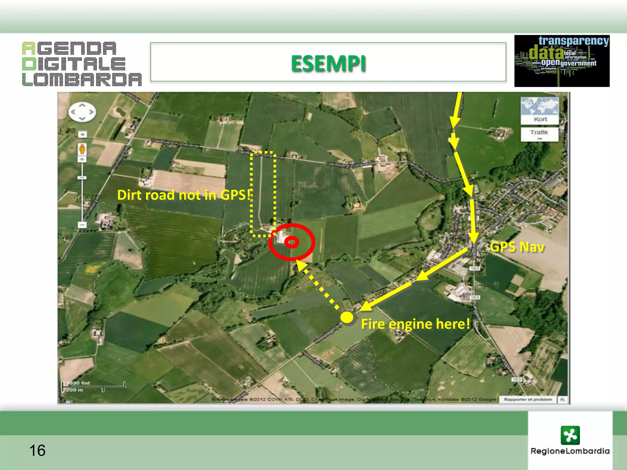 ESEMPI




     Dirt road not in GPS!


                                                      GPS Nav



                                  Fire engine here!




16
 