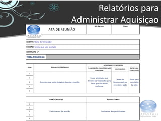 Relatórios para
Administrar Aquisiçao
 