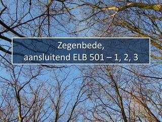 Zegenbede,
aansluitend ELB 501 – 1, 2, 3
 