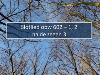 Slotlied opw 602 – 1, 2
     na de zegen 3
 
