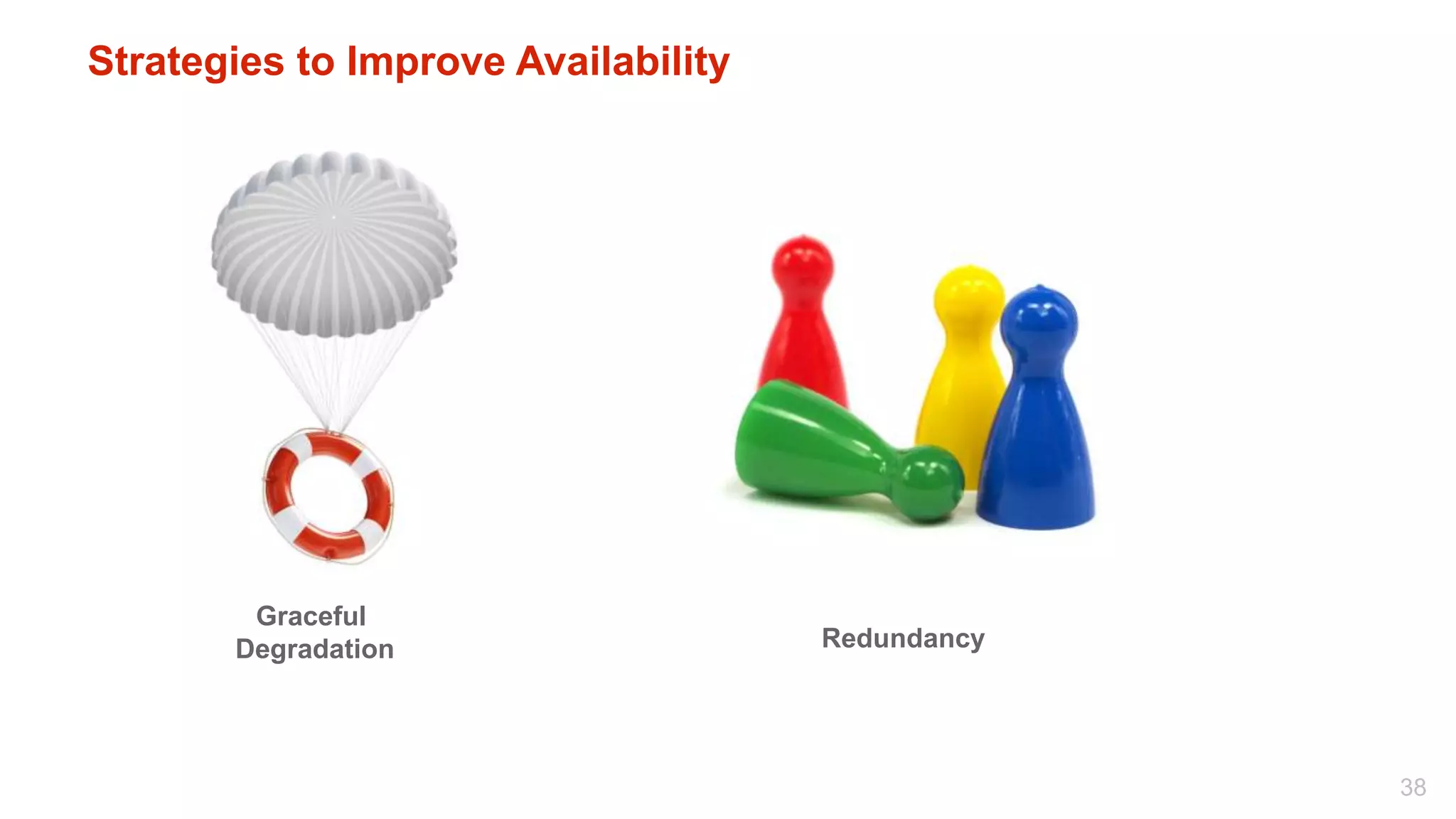 Strategies to Improve Availability




        Graceful
       Degradation                   Redundancy




                                                  38
 
