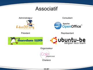 Associatif
Administrateur                     Consultant




  Président                       Représentant




                   Organisateur




                    Charleroi



                      CC-BY
 